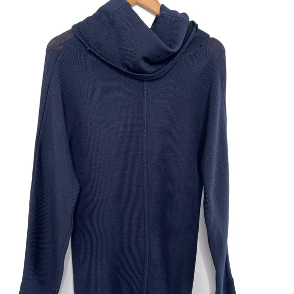Max Studio NWT Navy Blue 100% Extrafine Merino Wool Cowl Neck Sweater Size M - Picture 3 of 8
